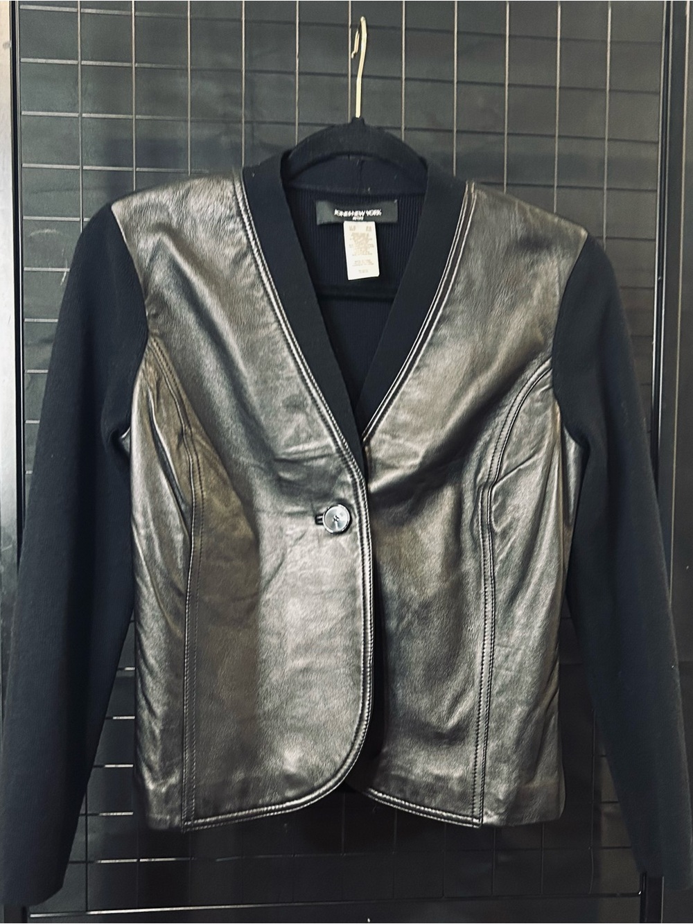 JONES NEW YORK Black Genuine Leather & Wool
